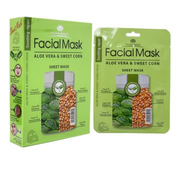 Pack of 10 Wokali Facial Mask Aloe Vera and Sweet Corn Sheet MASK 30ml